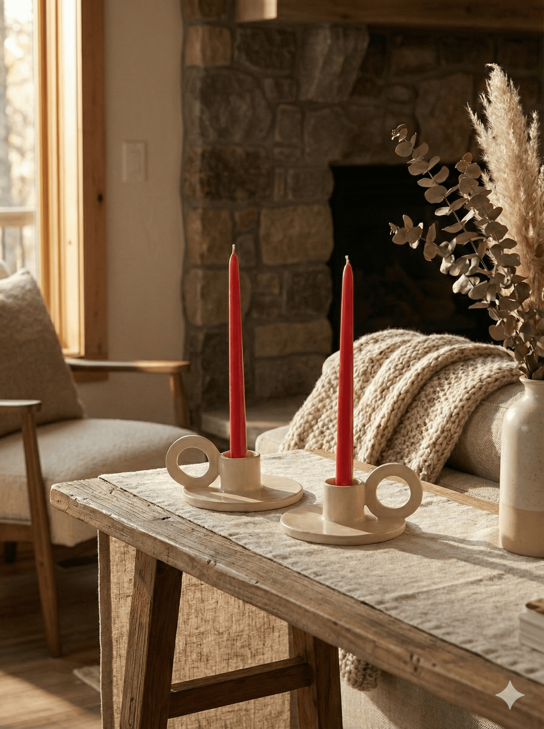 Candelabro Raiz de Cerámica Artesanal Crudo — Esmalte Mate - Imagen 2